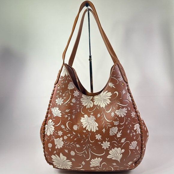 Women’s Style &Co 4 Poster Brown Floral Hobo/Shoulder Bag - Picture 2 of 11